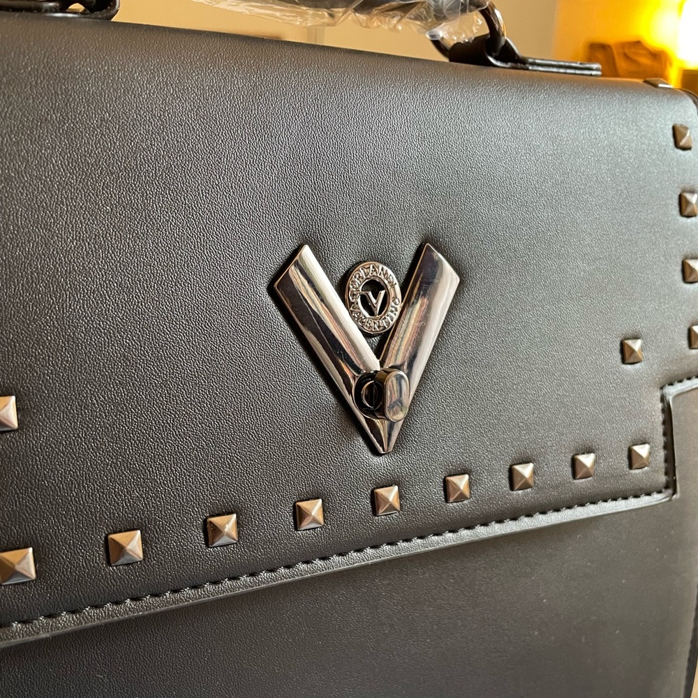 NWT Valentino Orlandi Black Studded Satchel Bag with Pouch - Picture 4 of 11